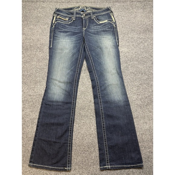 Ariat Jeans Womens 29R x 32 Turquoise Bootcut Mid Rise Stretch Denim Western - Picture 2 of 10